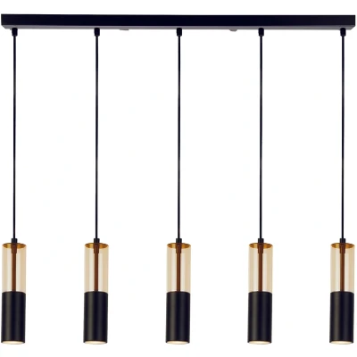 Afbeelding van Merrygold hanglamp, zwart/oranje, metaal, GU10, 5 lamps.