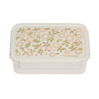 Afbeelding van A little lovely company broodtrommel met vakjesblad bloesem pink