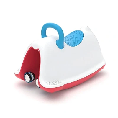 Afbeelding van Chillafish Trackie loopwagen: Schommelen, lopen, duwen of treintje spelen alles in een, Blauw/rood