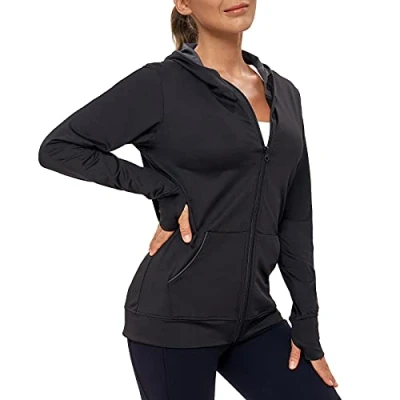 Afbeelding van AMZSPORT Dames Hardloopjas lange mouw sport gym hoodies yoga fitness top met zakken