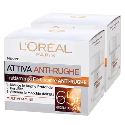 Afbeelding van L&#039;Oréal Paris Active Anti rimpel gezichtscrème dag en nacht, versterkende behandeling met multivitaminen voor de rijpe huid, 2 potten van 50 ml