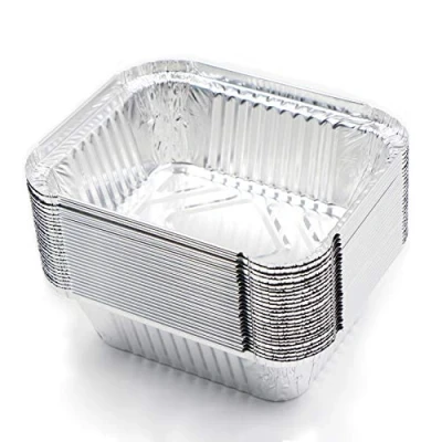 Afbeelding van fuxunamz Set van 25 aluminium wegwerpschalen voor barbecue, geschikt koken, frituren, bakken, 15 x 12 5 cm, 400 ml (zonder deksel)