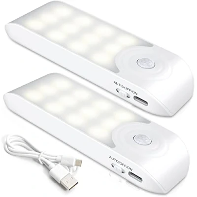 Afbeelding van Nachtlampje met bewegingsmelder, 3 modi, , 120 LED Lamp USB oplaadbaar magnetische sticker, warm licht voor garderobes, slaapkamers, Trappen, Kabinet, Keukens, Gang