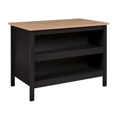Afbeelding van Kookeiland Julina Ambachtelijk Eikenhouten Blad 124 x 75 91,5 cm Zwart