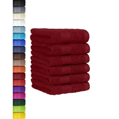 Afbeelding van 6 delige gastendoekenset in vele kleuren 100% katoen pack gastendoekjes 30x50 cm Bordeaux
