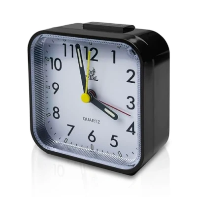 Afbeelding van tekenewbse Analoge bedwekker, tafelklok met sluimerfunctie en licht, batterij nachtwekker, klokalarm, reiswekker, stille wekker, draagbaar alarm