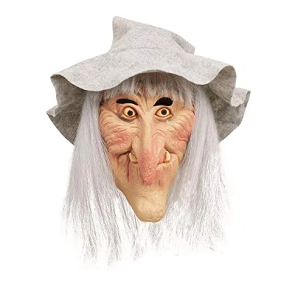 Afbeelding van Bristol Novelty BM200 heksenmasker, hoed en haar, grijs, Eén maat