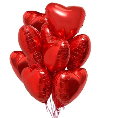 Afbeelding van 25 rode heliumballonnen, hartvormig, romantische decoratie voor Valentijnsdag, verloving en bruiloft