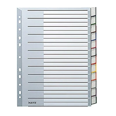 Afbeelding van Leitz Venstertabbladen grijs kunststof 11 rings, A4, 12 venstertabs (set vel)