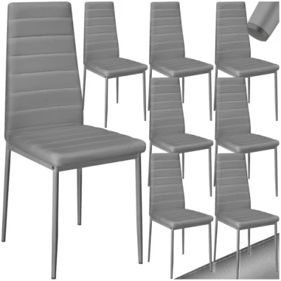 Afbeelding van tectake® 8 eetkamerstoelen kunstleer grijs SKU: 404121