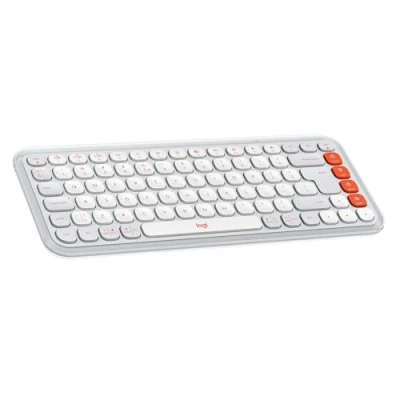 Image de Logitech POP Icon Keys Clavier sans fil Bluetooth LE QWERTY International US blanc cassé, orange