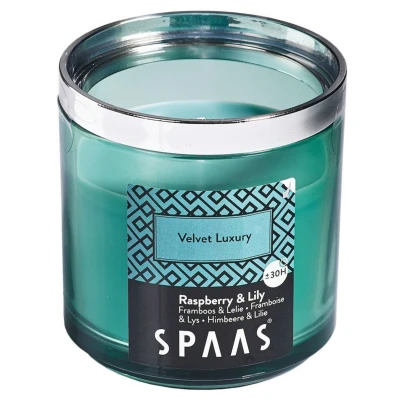 Afbeelding van Spaas Geurkaars Silver Ring Velvet Luxury Branders Ø76x76 mm Emerald per stuk Ca. 30 H