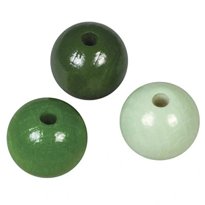 Image de Perle en bois couleur 10 mm Assortiment Vert x 52