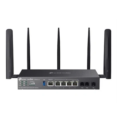 Image de TP Link Omada DR3650v 4G V1 Passerelle 1GbE Wi Fi 6 4G, 3G 2.4 GHz, 5 GHz LTE FDD B1/B3/B5/B7/B8/B20/B28/B32 TDD B38/B40/B41 DC HSDPA/HSPA+/HSDPA/HSUPA/WCDMA B1/B3/B5/B8 ports analogiques : 2 numériques 1 géré par