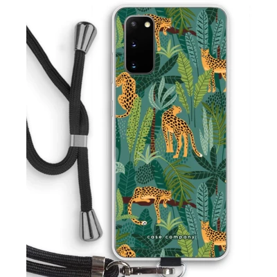 Afbeelding van Case Company® hoesje met Koord geschikt voor Samsung Galaxy S20 Luipaard 2 Telefoonhoesje Zwart Bescherming aan alle Kanten en Over de Schermrand