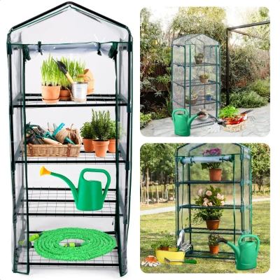 Afbeelding van Cheqo Mini Kas 4 Lagen Broeikas Foliekas Moestuin Weerbestendige Plantenkas Kweekkas Met Opbergruimte