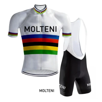 Afbeelding van Retro Wielertenue Molteni Regenboog REDTED