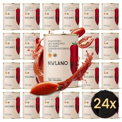 Afbeelding van Delicret 12 x 400 g NOLANO San Marzano DOP tomaten heel en geschild pizzadomeinen + Neapolitaanse pizzarecepten (24 g)