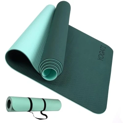 Afbeelding van Sportmat fitnessmat antislip met draagband. Gymnastiekmat voor yoga, pilates en fitness. Yogamat dames heren. antislip. Trainingsmat, yogamat.