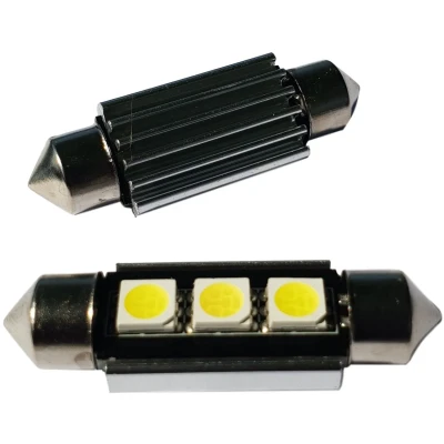 Afbeelding van Auto LEDlamp 2 stuks LED festoon 39mm 3 SMD daglichtwit 6500K heatsink CAN BUS 12 Volt