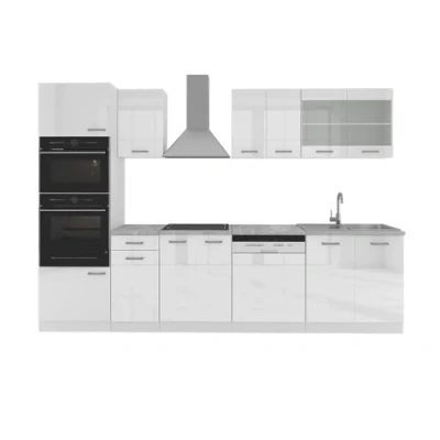 Afbeelding van Vicco keuken &quot;R Line&quot;, met hoge kast, zonder werkblad, glanzend wit/wit, 300 cm