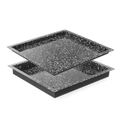 Afbeelding van Hendi Gastronormbak geëmailleerd GN 2/3, RVS, Zwart, 2 cm diepte, 32,5(b)x34,5(d)x2(h)cm, 890356