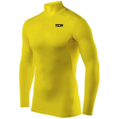 Afbeelding van TCA HyperFusion Heren Compressie Basislaag Lange Mouwen Ronde Hals / Opstaande Kraag, Geel.