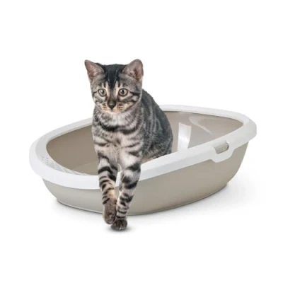 Afbeelding van Savic Kattentoilet Gizmo Kattenbak 52x39.5x15 cm Mokka Wit