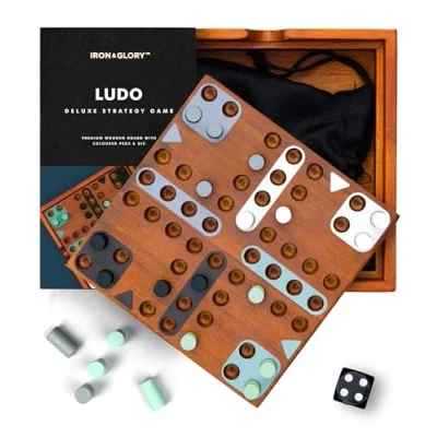 Afbeelding van Iron &amp; Glory Ludo bordspel, houten spel, leuk mannenkado