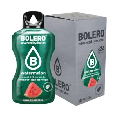 Afbeelding van Bolero Drank 24 zakjes, porties van 3 g, oplosbare poederbereiding voor verse fruitige dranken, verdunnen in water, 72 gram, gezoet met stevia (watermeloen)