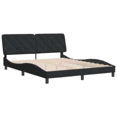 Afbeelding van vidaXL Bedframe met hoofdeinde fluweel zwart 160x200 cm