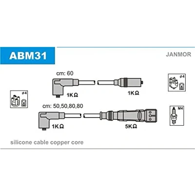 Afbeelding van JANMOR ABM31 Bougiekabelset VOLKSWAGEN: GOLF 3