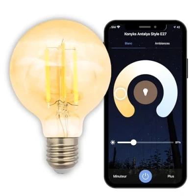 Afbeelding van Konyks Antalya Style G80 Amberkleurige gloeidraadlamp LED Wi Fi + BT, compatibel met Alexa en Google Home, eenvoudige automatisering
