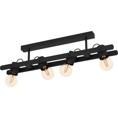 Afbeelding van EGLO Plimsoll Plafondlamp E27 77 cm Zwart Staal/Hout