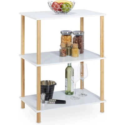 Afbeelding van staand rek 3 etages MDF bamboe 79x60x40 cm keukenrek badkamerrek woonkamer