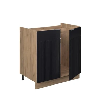 Afbeelding van Vicco Wastafelkast Fame Line, Zwart gestreept/Krachtige eik goud, 80 cm zonder werkblad
