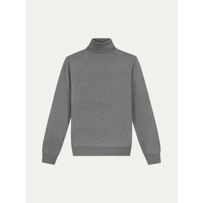 Image de Aurélien Turtle/Col Roulé Chandail Cashwool Doux Comme du Cachemire Homme Gris Small Style Méditerranéen Italien Fait à la Main et Luxe Exclusif Chandails