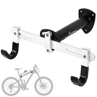 Afbeelding van Sportneer Fiets Wandsteunen Fietsenrek Wandmontage Indoor Opbergrek Hanger voor Racefiets, Mountainbike, BMX, Hoekbreedte Lengte Verstelbaar