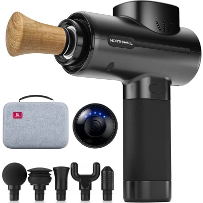 Afbeelding van Northwall Massage Gun PRO Inclusief Eiken Houten Massagekop Professioneel Pistool Sport en Relax apparaat