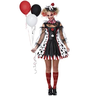 Afbeelding van Vegaoo Psycho clown outfit met stippen voor dames