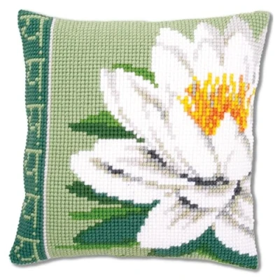 Afbeelding van Vervaco borduurkussen witte lotusbloem 0156009