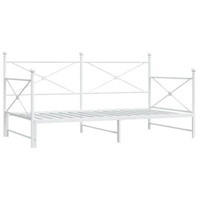 Afbeelding van vidaXL Slaapbank met onderschuifbed zonder matras 107x203 cm staal wit