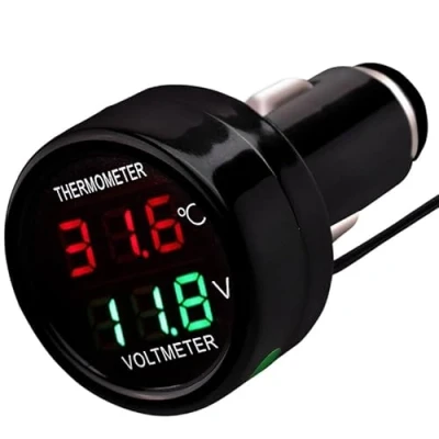 Afbeelding van Digitale voltmeter, auto, thermometer, DC 12 V, 24 36 2 in 1 led, spanningsbewaking, temperatuurmeter, meting, vrachtwagen
