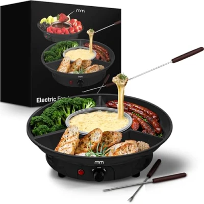 Afbeelding van MikaMax Elektrische Fondueset Inclusief 2 Fonduevorken 260 ml 27,5 x 7,5 cm Fonduepan Stijlvolle Elektrisch Kaasfondue Chocolade Fondue