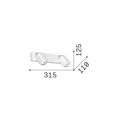 Afbeelding van Ideal Lux wandspot Rudy Square, wit, 2 lamps, metaal