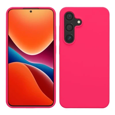 Afbeelding van kwmobile telefoonhoesje geschikt voor Samsung Galaxy S24 Hoesje met siliconen coating Smartphone case in neon roze