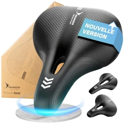 Afbeelding van YOUNGDO Comfortabel en ergonomisch fietszadel, nieuw model, waterdicht, traagschuim, ademend, schokabsorberend, fietszadel voor dames heren (trekking)