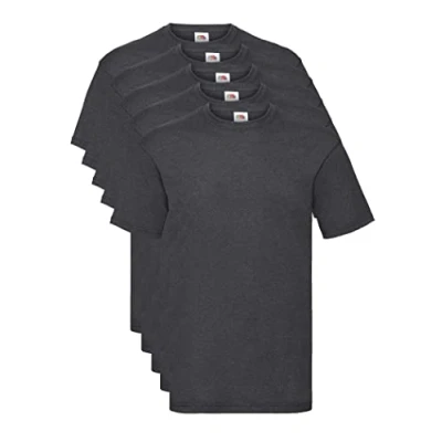 Afbeelding van Fruit of the Loom Heren T shirt Valueweight 5 Pack, Grijs (Donker Heather Hd), XXL