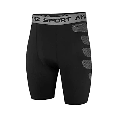 Afbeelding van AMZSPORT Sportbroek voor heren, compressie, sneldrogend, Baselayer broek, nieuwe generatie, 114002 Zwart
