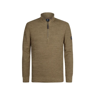 Afbeelding van Petrol Industries Halfzip Nashville Trui, Heren, Maat: Small, Tan